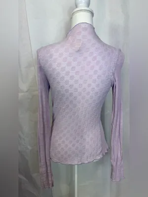 Free People Light Pink Ruffled Cable Knit Mock Turtleneck Sweater thumbnail 6