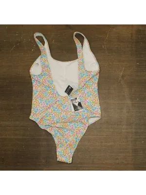 NWT Cotton On Scoop-Back One-Piece Swimsuit With Floral Print White Multi S thumbnail 6