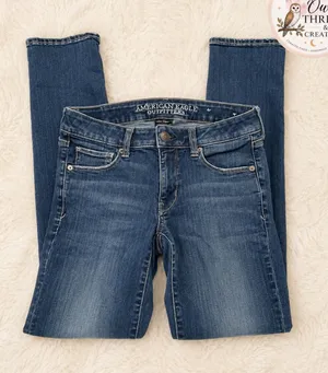 American‎ Eagle Outfitters Women's Blue Super Stretch Skinny Jeans thumbnail 1