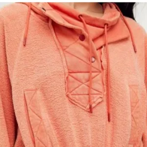 FREE PEOPLE Sadie Orange Fleece Hoodie Sweater Dress Jacket thumbnail 2
