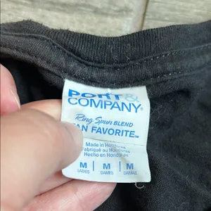 Port and Company Black V-Neck Tee with Green Script thumbnail 2