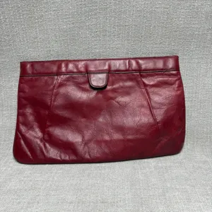Etienne Aigner Vintage Oxblood Leather Clutch Bag Purse Large‎ Burgundy Maroon thumbnail 2