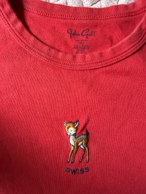 Brandy Melville Red Ashlyn Swiss Deer Baby Tee thumbnail 3