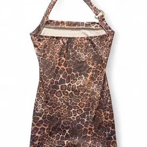 Leopard animal print halter top mini dress with gold detail thumbnail 4