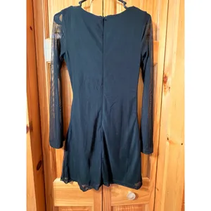 Princess Polly Black Mesh Long Sleeve Mini Dress Square Neck Wrap US 4 NWT thumbnail 2