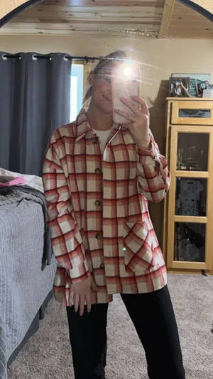 Pink Lily Shacket Pink Plaid thumbnail 1