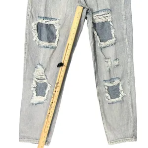 White Fox Light Wash High Rise Distressed Denim Straight Mom Jeans Size S 26" thumbnail 3