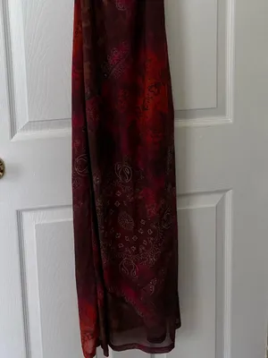 CIDER Red Paisley Mesh Halter Maxi Dress XS Y2K thumbnail 3