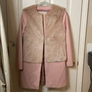 Zara pink wool peacoat faux fur blogger fave Small thumbnail 9