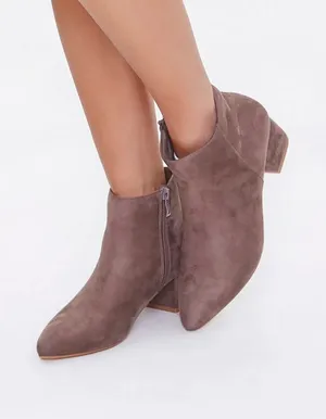 Taupe Faux Suede Block Heel Booties thumbnail 10