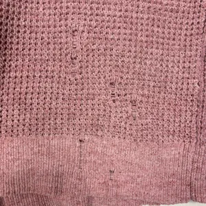 American Eagle Sweater Pink Chenille Waffle Knit Distressed Boho‎ Grunge Soft S thumbnail 5