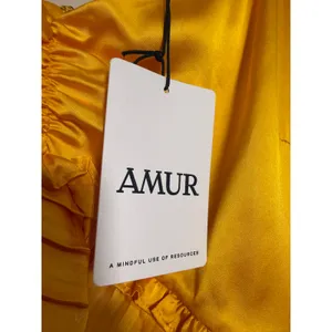 NWT AMUR Leena Pleated Ruffe Satin Maxi Slip Dress in Tuscany Yellow Sz. 12 thumbnail 6