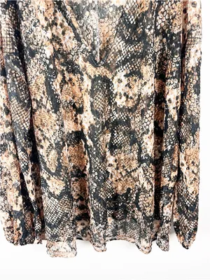 FREE PEOPLE Out For The Night Faux Snakeskin Print Sheer Top Size Large Boho thumbnail 5