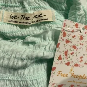 Free‎ People Caroline Iced Aqua Long Sleeve Shirred Turtleneck Top Size M NWT thumbnail 7