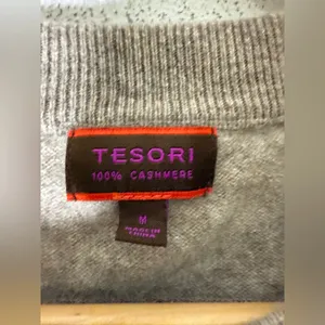 Tesori Tan Cashmere Sweater Crew Neck 3/4 Sleeve Length Medium‎ thumbnail 5