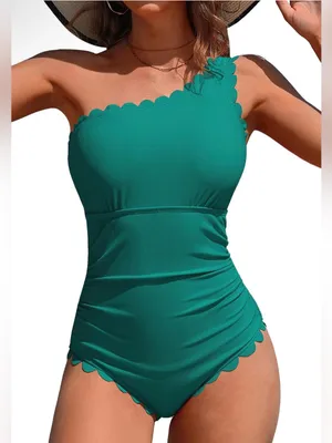 Charmo One Shoulder 1-Piece Swimsuits Women Tummy Control Bathing Suit 2026 Ribb thumbnail 1