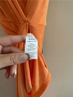 Lulus Dreamy Date Orange Surplice Midi Dress Size Small Sleeveless Sexy Mobwife thumbnail 8