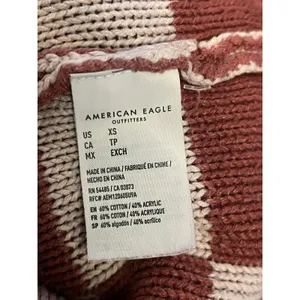 American Eagle Cardigan Sweater Womens XS Brown Checkered V Neck Button Front thumbnail 8