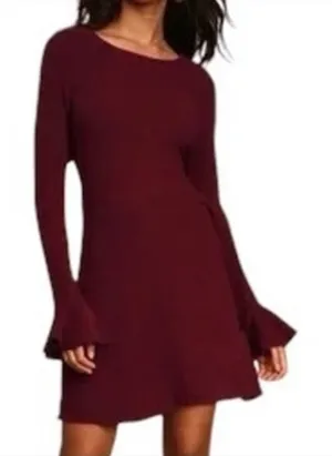 Lulus Favorite Tune Faux Wrap Sweater Dress in Burgundy Size Medium thumbnail 1