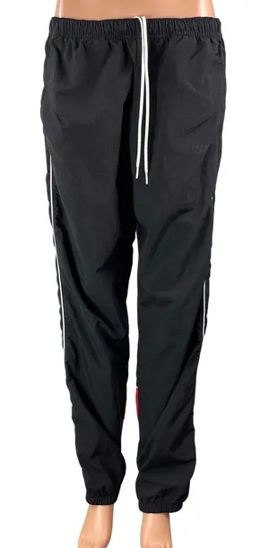 Karl Legarfeld Women's Black Side Stripes Drawstring Athletic Track Pants Size L thumbnail 1