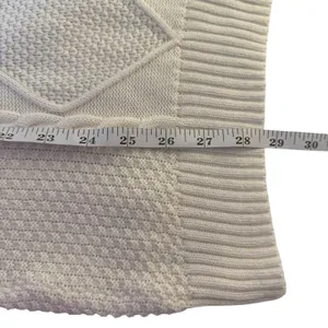 Hollister Preppy V-Neck Cream White Cable Knit Sweater‎ Medium Oversized Tennis thumbnail 12