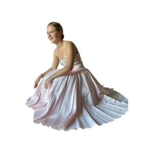 1980s ZUM ZUM Pink Strapless Beaded Sweetheart Prom Dress – ILGWU USA small thumbnail 12