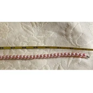 Vintage Pink Tone Double Strand Pink Faux Pearl Lightweight 33” Necklace thumbnail 9