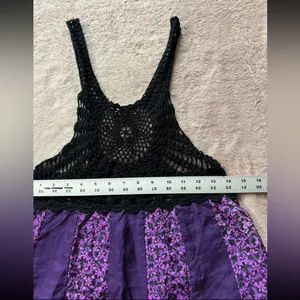 FREE PEOPLE Women’s Purple Silk Open-Crocheted Top Tie-Back Size‎ Small thumbnail 7
