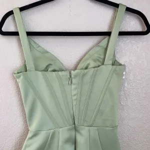 HOUSE OF CB FAYE PISTACHIO SATIN CORSET MIDI DRESS NWOT size‎ XS thumbnail 11