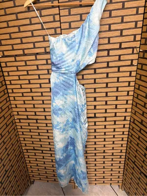 Abercrombie & fitch blue tie dye cutout maxi dress size small petite thumbnail 2