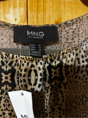 MNG by‎ Mango Animal Print Sleeveless Top with Black Trim - Size 6 Medium thumbnail 7