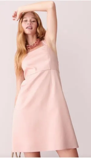 J.CREW NWT‎ $168 Square Neck A-Line Lined Blush Dress in Gramercy Twill Size 12 thumbnail 1