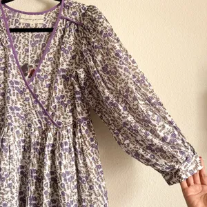 Daughters of India Binita Mini Dress Violet Floral Boho Cotton XS NWT thumbnail 9