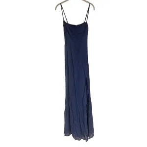 NWT Reformation Ingrid Navy Blue Maxi Dress Size 0 thumbnail 4