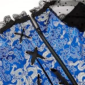 New corset with dragons royal blue and Black Lace-Up Women's Top L/M thumbnail 7
