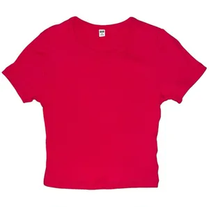 Hot pink Uniqlo ribbed tee. thumbnail 1