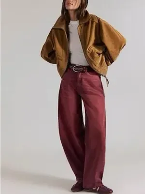 NWT Free People Bodie Arc Jeans in Sangria thumbnail 4
