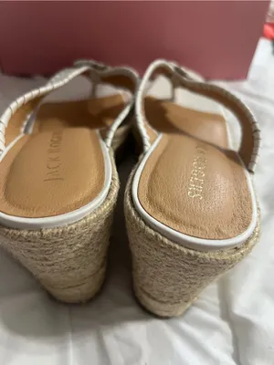 Jack Rogers White Braided Espadrille Wedge Sandals with Rosette thumbnail 5