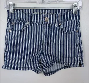American Eagle Outfitters Womens High‎ Waisted Striped Denim Shorts Size 0 thumbnail 1