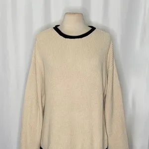 BALTIC BORN Beige‎ Ivory Black Pullover Sweater Rolled Edges Knitwear Large thumbnail 3