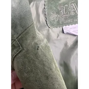VTG Live A Little Green Suede Leather Jacket Wm MD Boho Y2K 90 Punk Gilmore Girl thumbnail 11