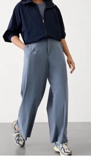 New Athleta Shadow Blue Pinnacle Wide Leg Trousers Size 14 Petite thumbnail 1