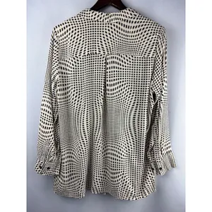 Women’s Ulla Popken Size 16/18 Cream Beige Black Patterned Blouse thumbnail 3