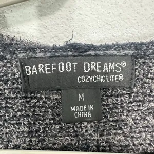 Barefoot Dreams CozyChic Luxe Size M Dark Grey Cozy Loungewear Hooded Open Front thumbnail 5
