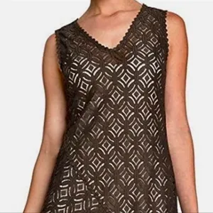 Nic + Zoe First Bloom Dark Truffle Brown Lace Overlay Dress XS thumbnail 5