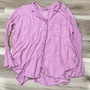 Free People Gisabelle Shirt Pink Button Up Women’s Small thumbnail 2