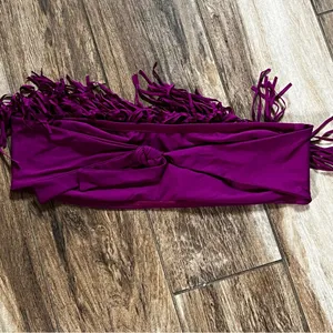 L space purple strapless fringe bra thumbnail 4
