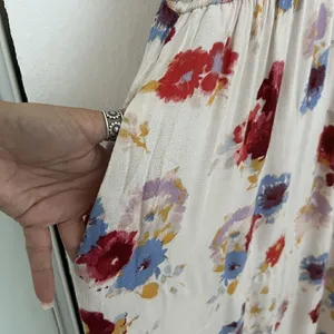NEW Lucky Brand Floral Maxi Dress LARGE beige blue purple Sleeveless Boho chic thumbnail 8