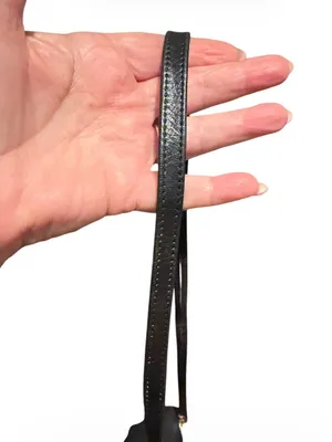 Vintage Paloma Picasso Black Leather Crossbody Bag with Gold Logo X Accent EUC thumbnail 5