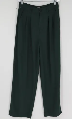 Madewell Drapey Pleated Wide-Leg Pants Women’s 2 Dark Green High Rise Preppy thumbnail 1